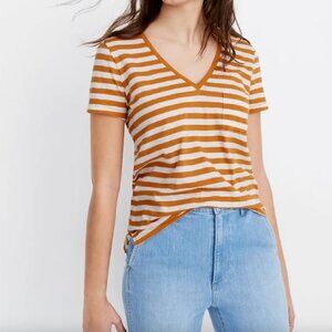 EUC Madewell Striped Whisper Cotton V-Neck Tee, Sz XS